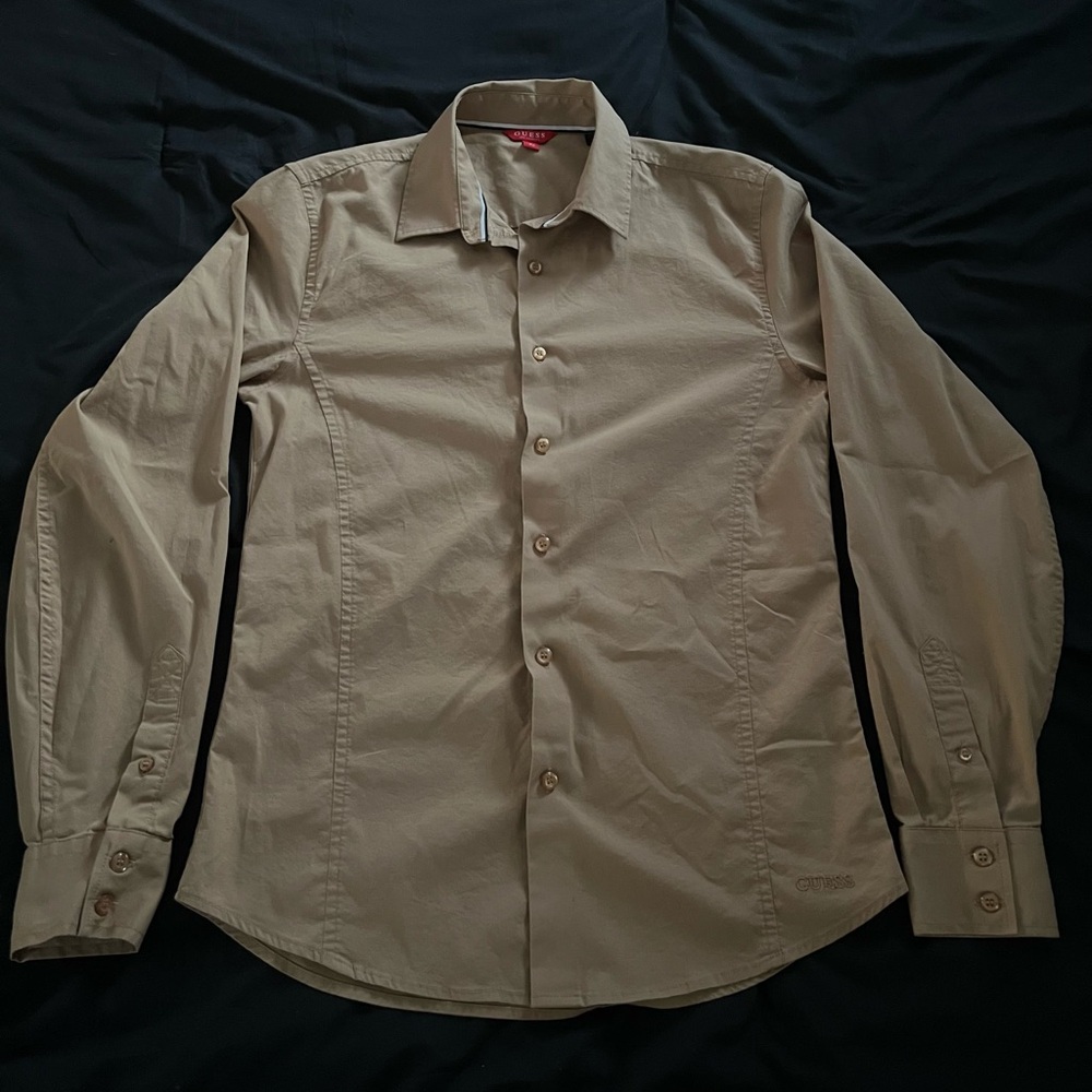 Guess Men's Dress Shirt - Khaki/Tan